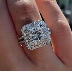 Gold Plated Geometric Square Simulation Diamond Copper Ring